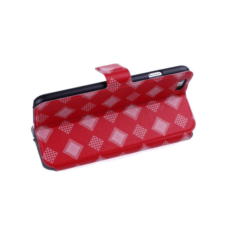 Plaid Pattern Ultra-thin Horizontal Flip Magnetic Buckle Leather Case with Holder for iPhone 6 & 6S