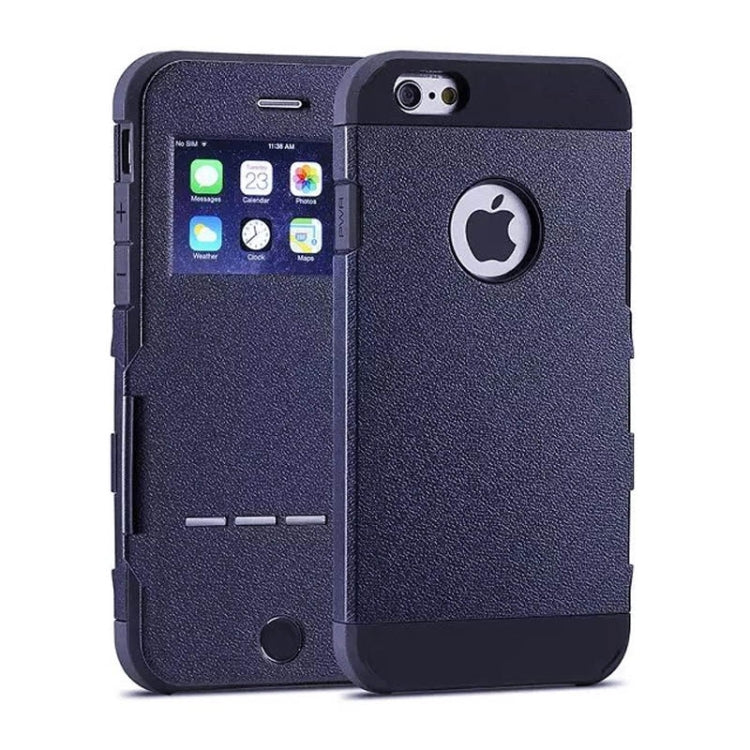For iPhone 6 Litchi Texture Horizontal Flip Smart Case with Call Display ID and Receive Call & Wake-up / Sleep Function