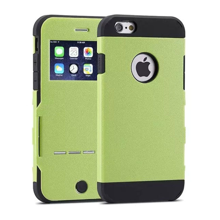 For iPhone 6 Litchi Texture Horizontal Flip Smart Case with Call Display ID and Receive Call & Wake-up / Sleep Function