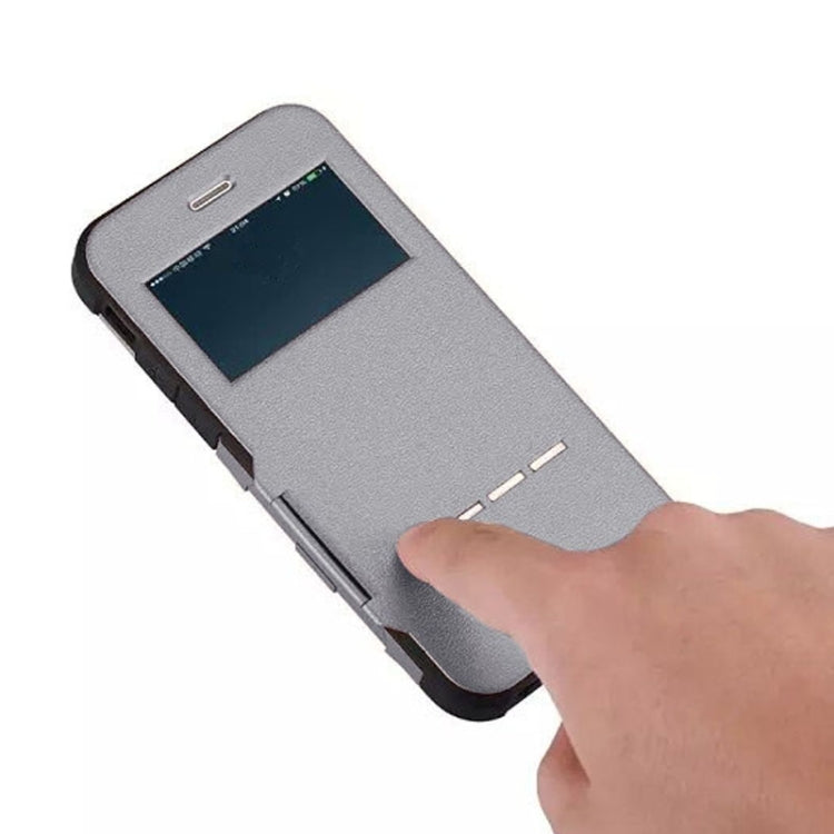 For iPhone 6 Litchi Texture Horizontal Flip Smart Case with Call Display ID and Receive Call & Wake-up / Sleep Function