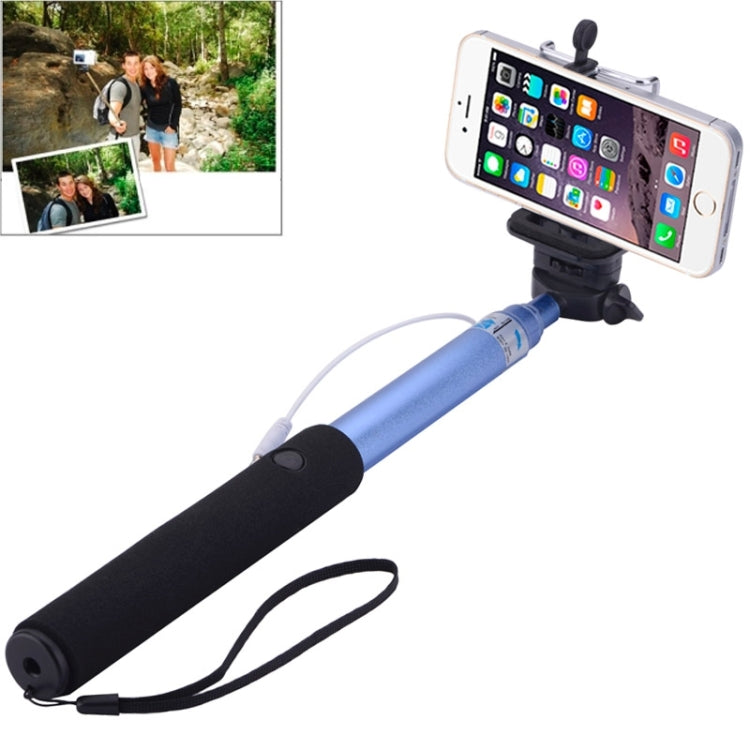 Portable Aluminium Alloy Selfie Stick Monopod Extendable Handheld Holder, Max Length: 100cm(Blue)