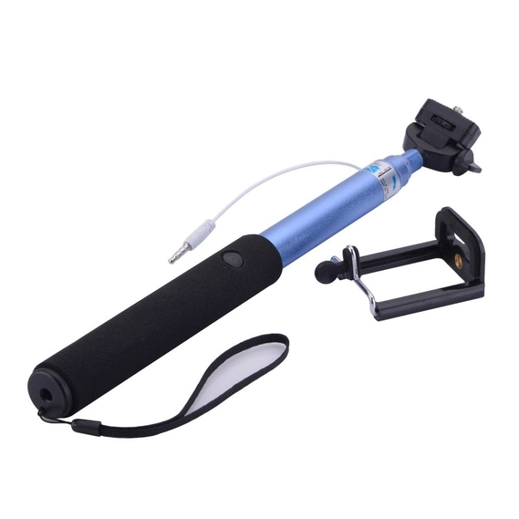 Portable Aluminium Alloy Selfie Stick Monopod Extendable Handheld Holder, Max Length: 100cm(Blue)