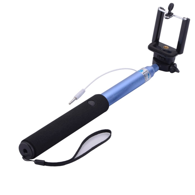 Portable Aluminium Alloy Selfie Stick Monopod Extendable Handheld Holder, Max Length: 100cm(Blue)