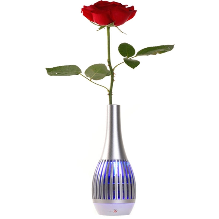 Portable Flower Vase Bluetooth Speaker with LED Light and Handsfree Function(Silver)