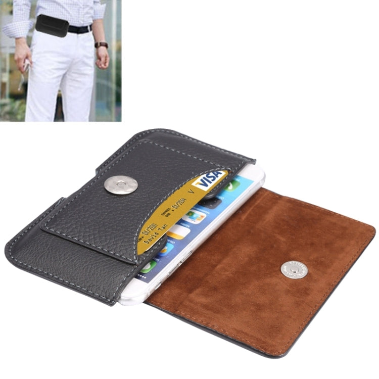 Litchi Texture Horizontal Style Leather Waist Bag with Card Slot for iPhone 6 / Samsung S4 & S3 & S2
