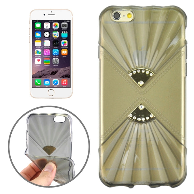 0.6mm Ultra-thin Double Fans Diamond-encrusted TPU Case for iPhone 6 & 6S