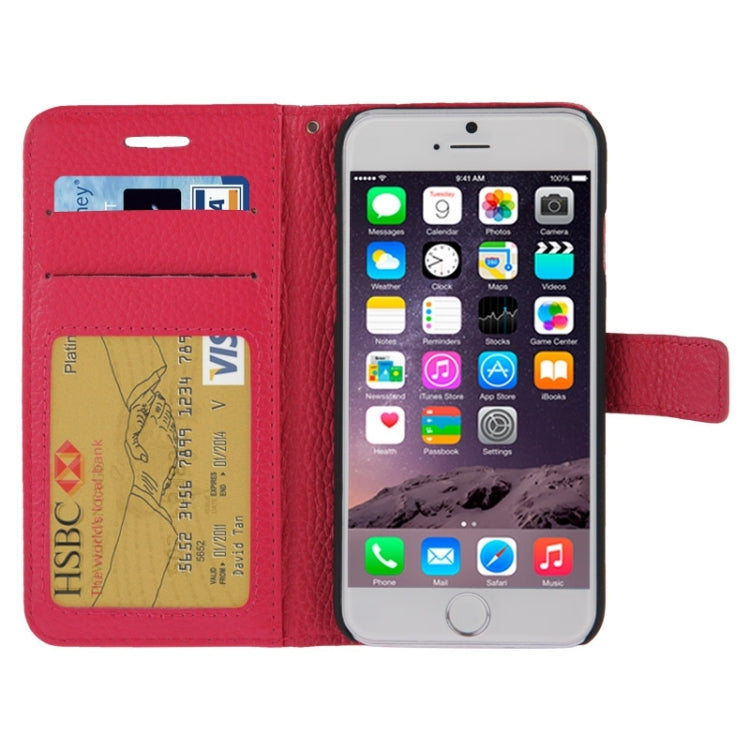 Litchi Texture Magnetic Leather Case with Holder & Card Slots & Wallet for iPhone 6