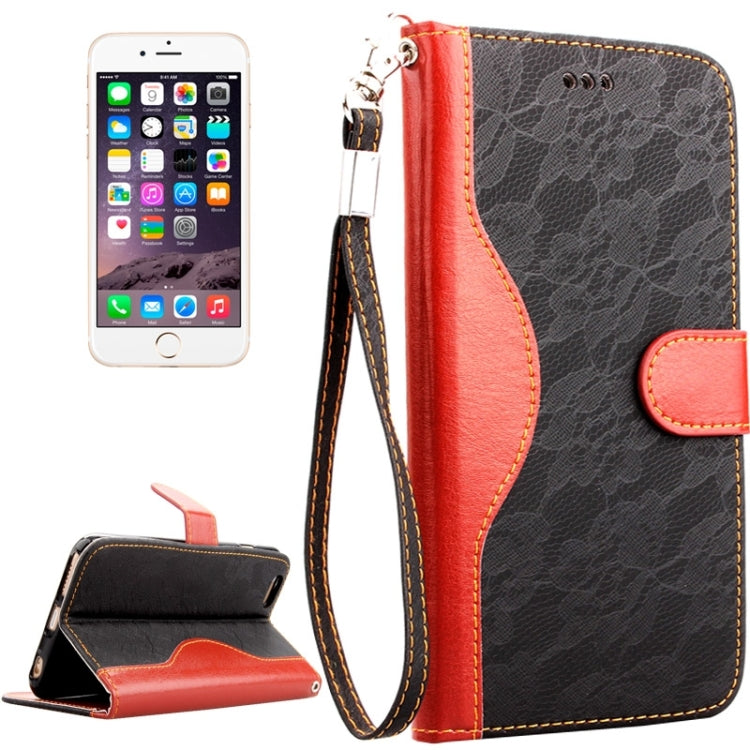 For iPhone 6 Lace Texture Contrast Color Leather Case with Holder & Card Slots & Wallet & Lanyard