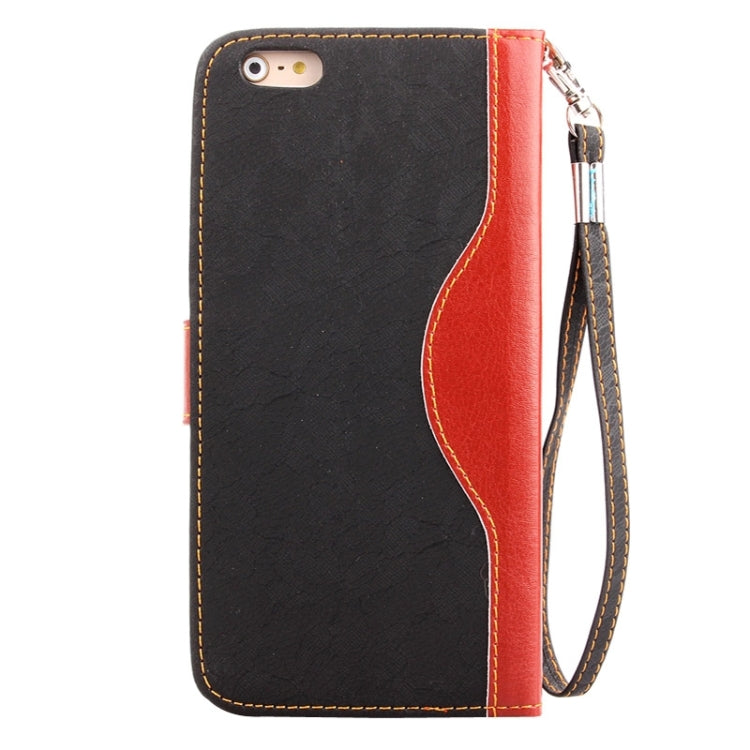 For iPhone 6 Lace Texture Contrast Color Leather Case with Holder & Card Slots & Wallet & Lanyard