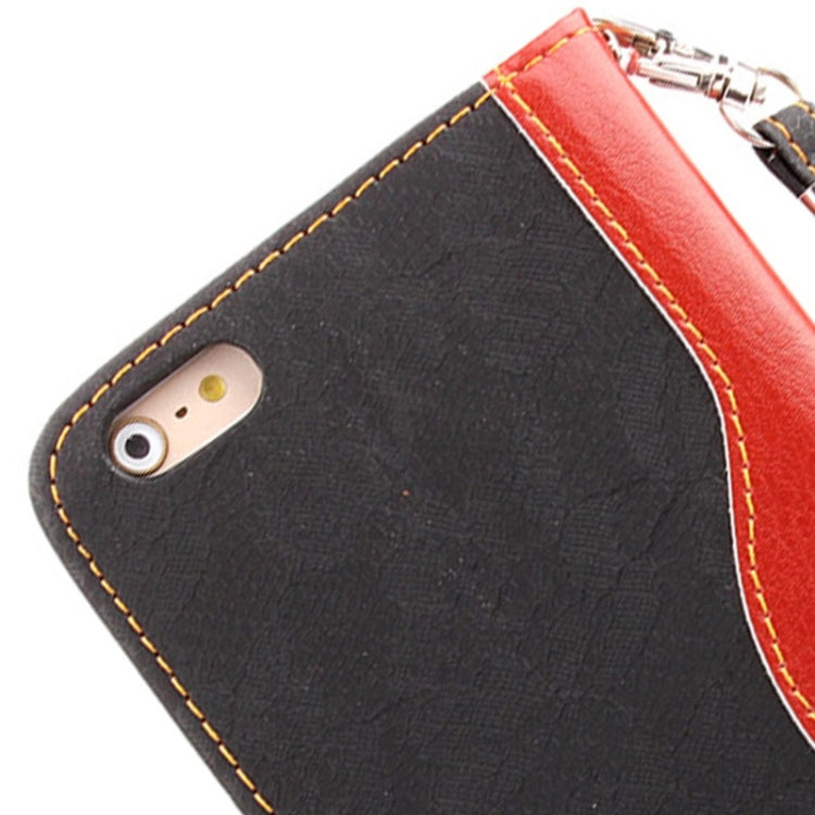 For iPhone 6 Lace Texture Contrast Color Leather Case with Holder & Card Slots & Wallet & Lanyard