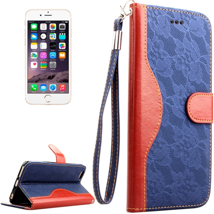 For iPhone 6 Lace Texture Contrast Color Leather Case with Holder & Card Slots & Wallet & Lanyard