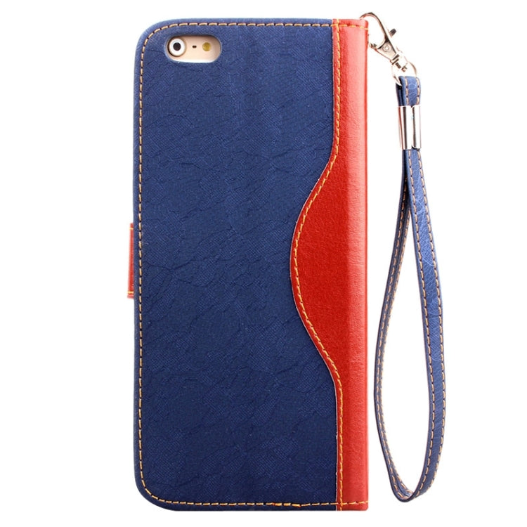 For iPhone 6 Lace Texture Contrast Color Leather Case with Holder & Card Slots & Wallet & Lanyard