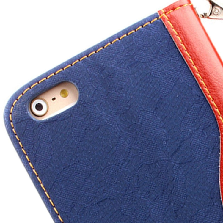 For iPhone 6 Lace Texture Contrast Color Leather Case with Holder & Card Slots & Wallet & Lanyard