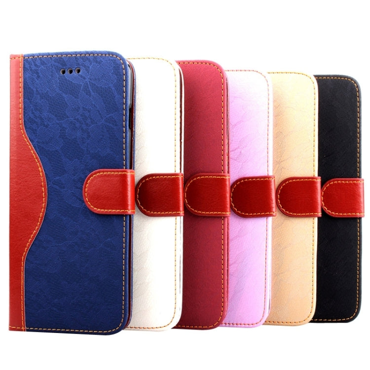 For iPhone 6 Lace Texture Contrast Color Leather Case with Holder & Card Slots & Wallet & Lanyard