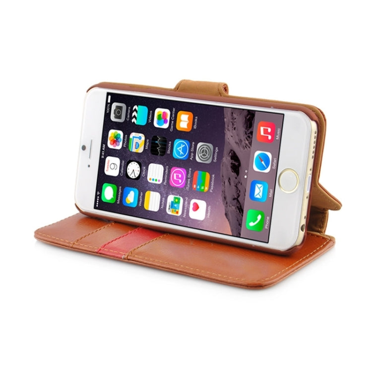 Crazy Horse Texture Contrast Color PU Stitching Leather Case with Holder & Card Slots for iPhone 6 & 6S