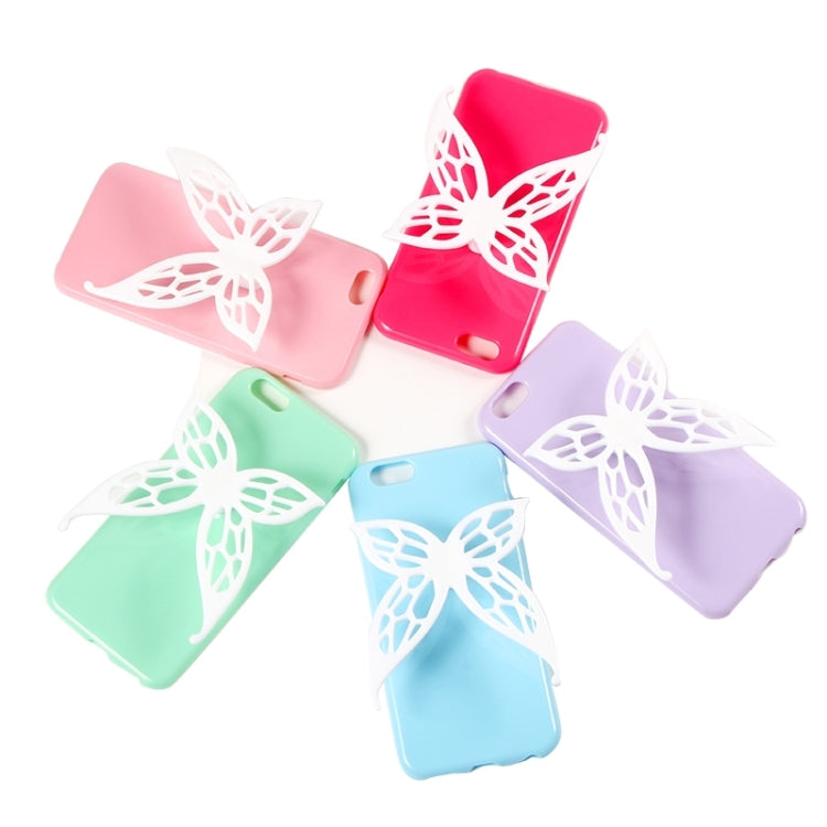 Cute 3D Butterfly Soft TPU Case with Earphone Winder Function for iPhone 6 & 6S
