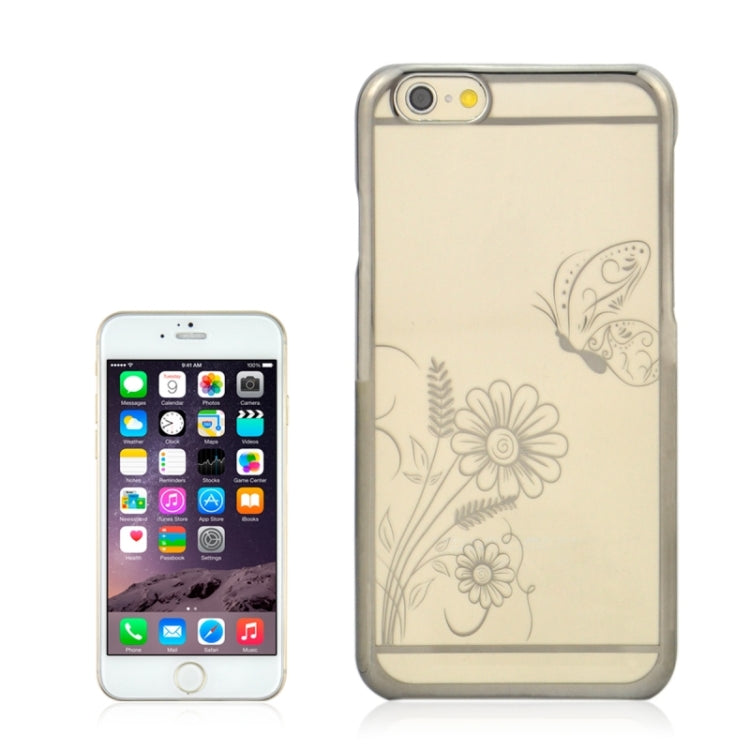 4.7 Inch Colorful Butterfly and Flowers Pattern Ultra Thin Plating Border Transparent Plastic Back Cover Case for iPhone 6 & 6S