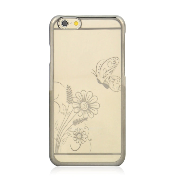 4.7 Inch Colorful Butterfly and Flowers Pattern Ultra Thin Plating Border Transparent Plastic Back Cover Case for iPhone 6 & 6S