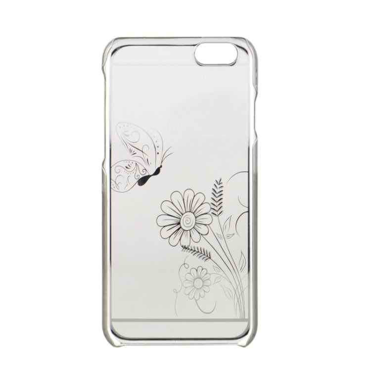4.7 Inch Colorful Butterfly and Flowers Pattern Ultra Thin Plating Border Transparent Plastic Back Cover Case for iPhone 6 & 6S
