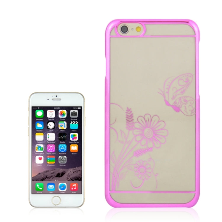 4.7 Inch Colorful Butterfly and Flowers Pattern Ultra Thin Plating Border Transparent Plastic Back Cover Case for iPhone 6 & 6S
