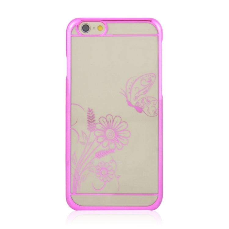 4.7 Inch Colorful Butterfly and Flowers Pattern Ultra Thin Plating Border Transparent Plastic Back Cover Case for iPhone 6 & 6S