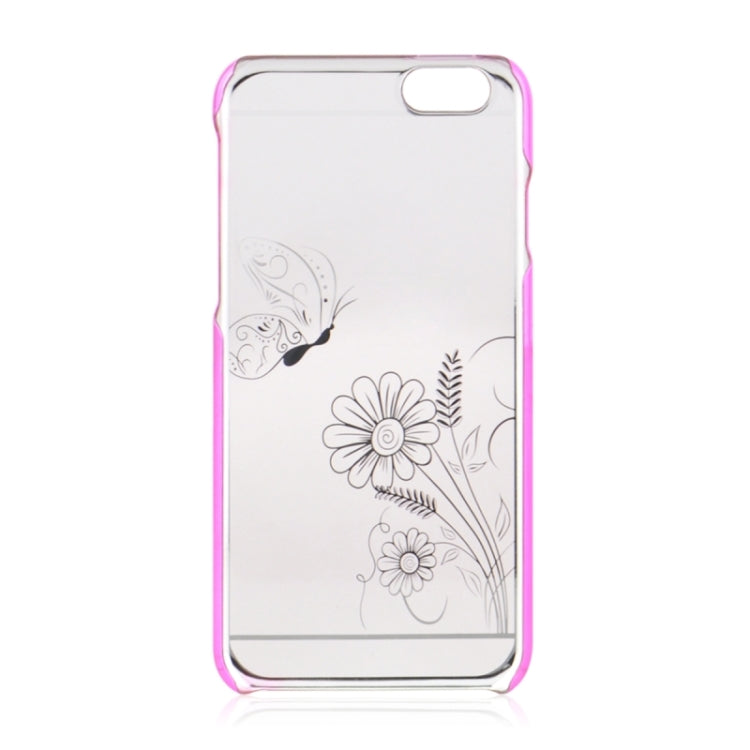 4.7 Inch Colorful Butterfly and Flowers Pattern Ultra Thin Plating Border Transparent Plastic Back Cover Case for iPhone 6 & 6S