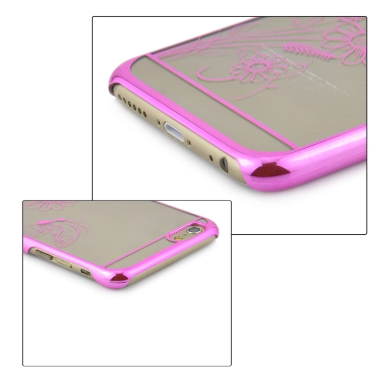 4.7 Inch Colorful Butterfly and Flowers Pattern Ultra Thin Plating Border Transparent Plastic Back Cover Case for iPhone 6 & 6S
