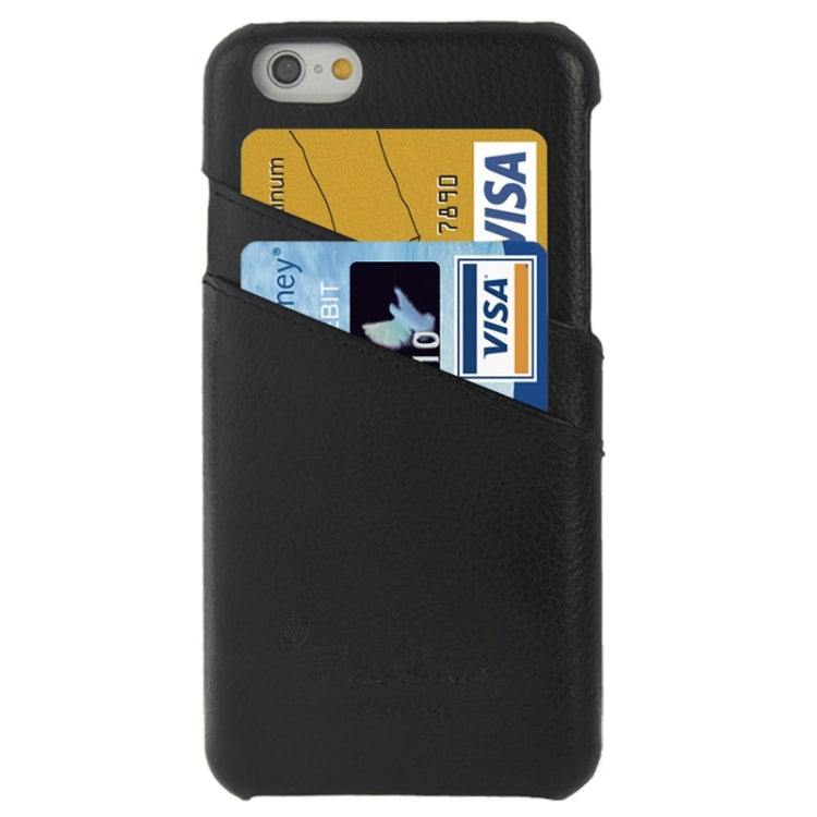 For iPhone 6 Litchi Texture Leather Back Cover Case with Card Slots and Fashion Logo