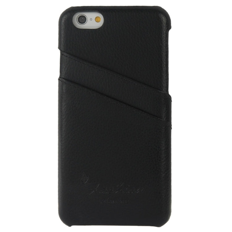 For iPhone 6 Litchi Texture Leather Back Cover Case with Card Slots and Fashion Logo