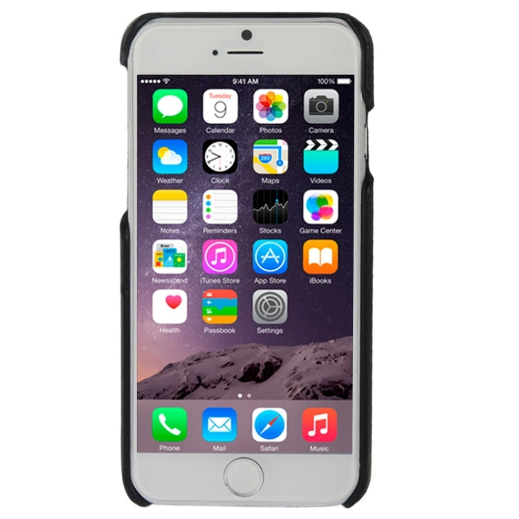For iPhone 6 Litchi Texture Leather Back Cover Case with Card Slots and Fashion Logo