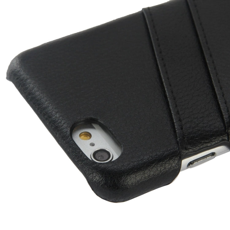For iPhone 6 Litchi Texture Leather Back Cover Case with Card Slots and Fashion Logo