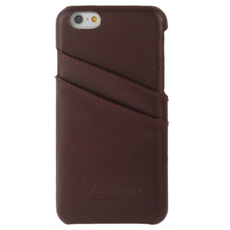 For iPhone 6 Litchi Texture Leather Back Cover Case with Card Slots and Fashion Logo