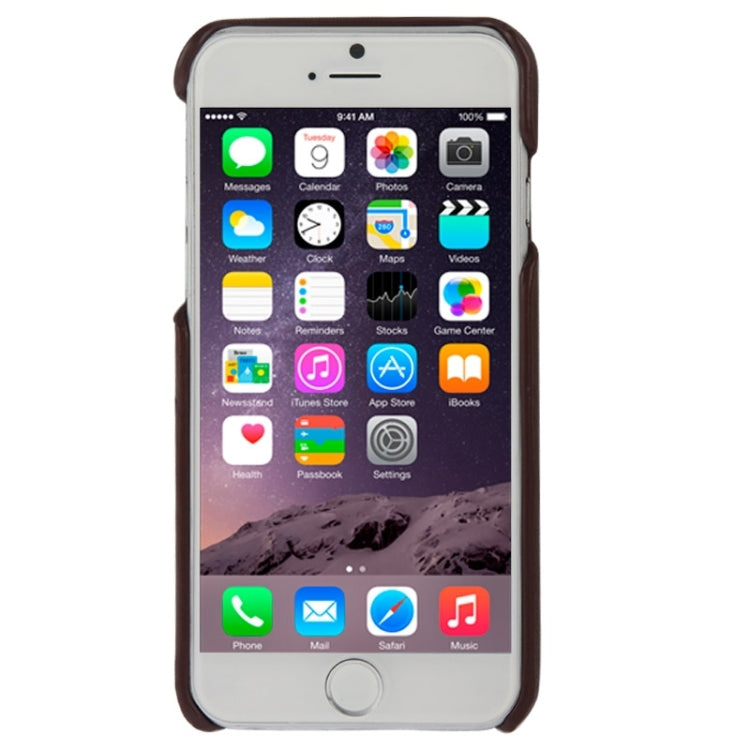 For iPhone 6 Litchi Texture Leather Back Cover Case with Card Slots and Fashion Logo