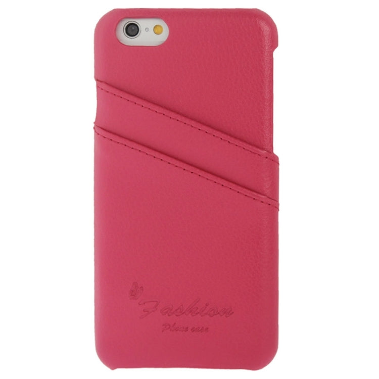 For iPhone 6 Litchi Texture Leather Back Cover Case with Card Slots and Fashion Logo