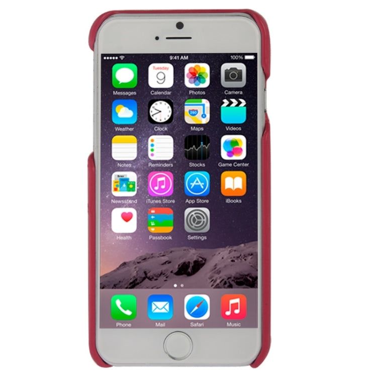 For iPhone 6 Litchi Texture Leather Back Cover Case with Card Slots and Fashion Logo
