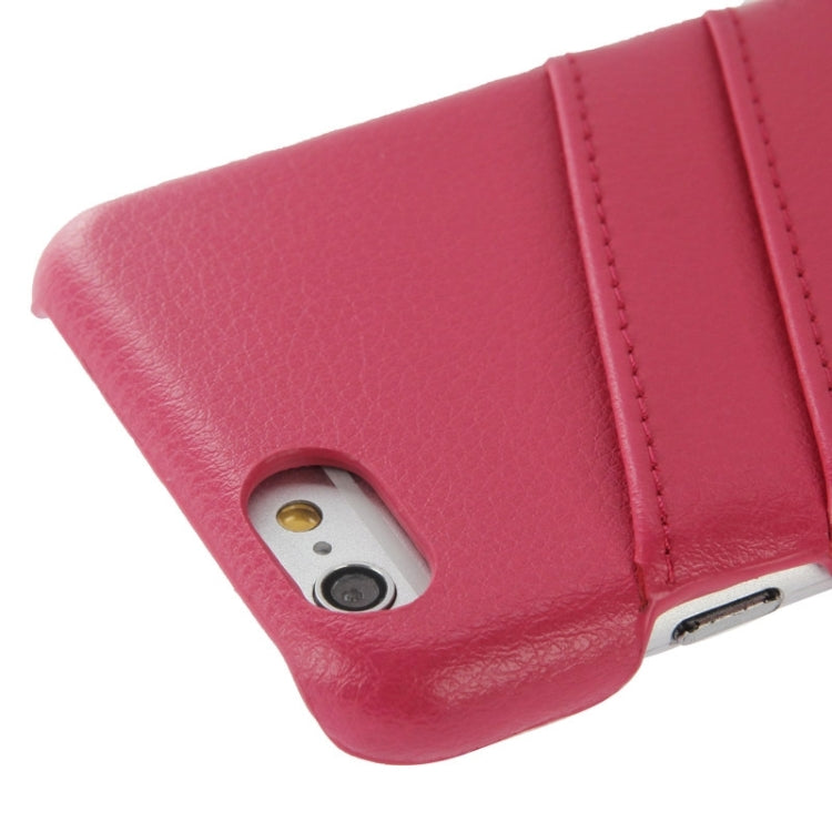 For iPhone 6 Litchi Texture Leather Back Cover Case with Card Slots and Fashion Logo