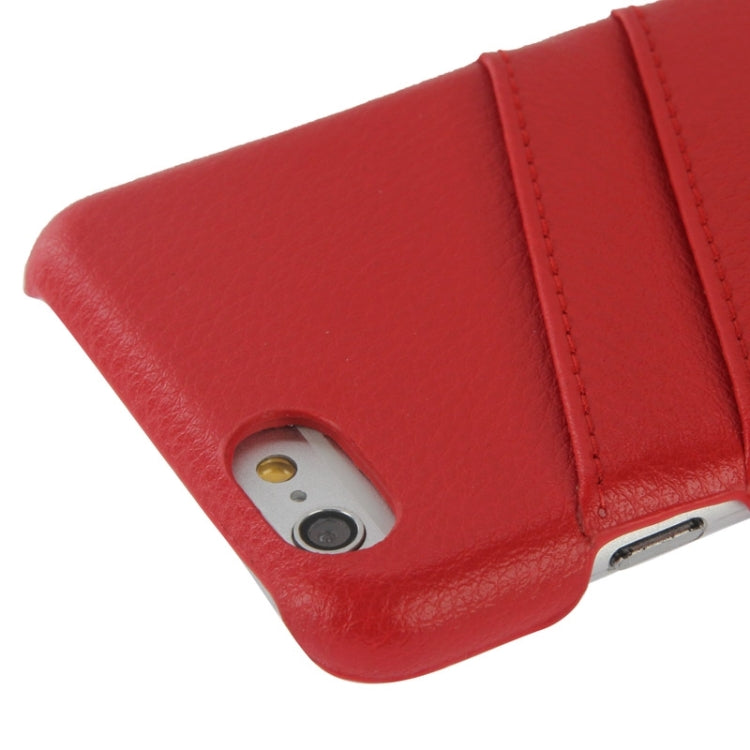 For iPhone 6 Litchi Texture Leather Back Cover Case with Card Slots and Fashion Logo