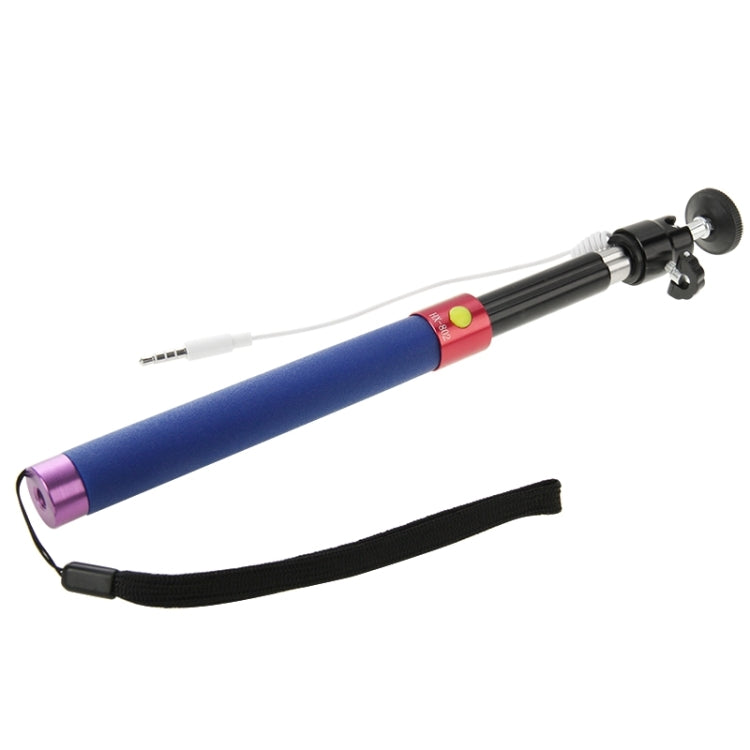 Portable Wire Controlled Selfie Stick Monopod Extendable Handheld Holder, Max Length: 1m(Dark Blue)
