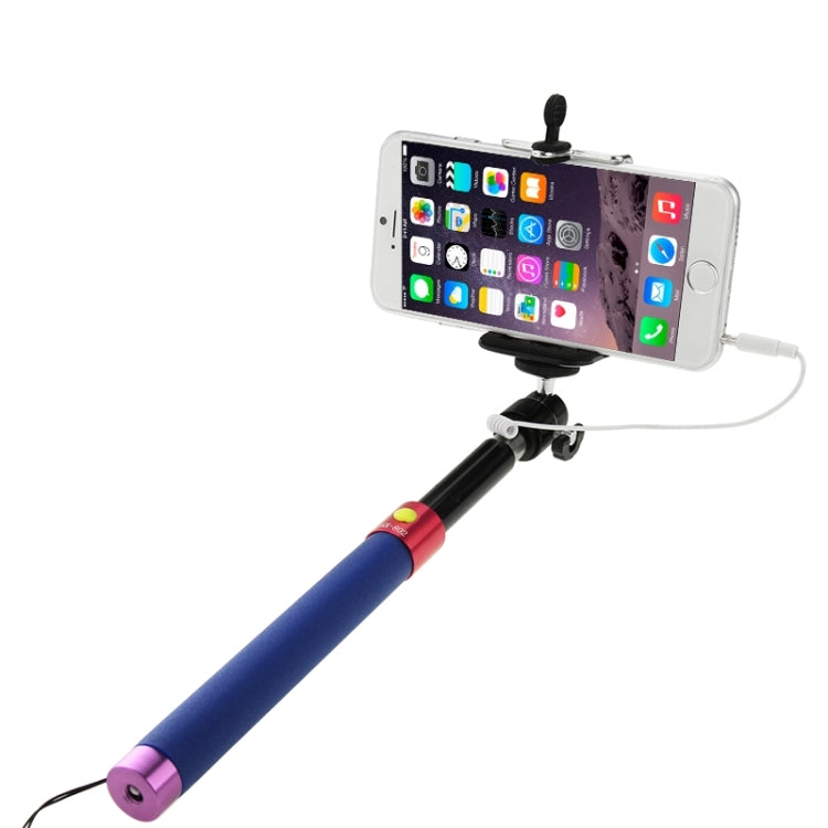Portable Wire Controlled Selfie Stick Monopod Extendable Handheld Holder, Max Length: 1m(Dark Blue)