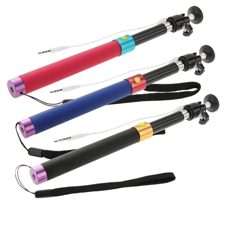 Portable Wire Controlled Selfie Stick Monopod Extendable Handheld Holder, Max Length: 1m(Dark Blue)