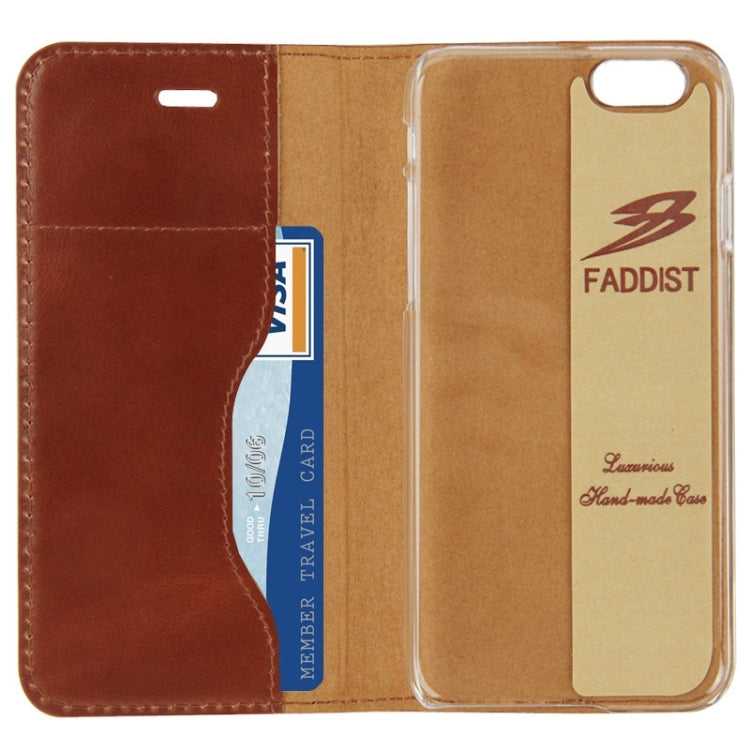 FADDIST Waxed Genuine Cow Flip Leather Case with Holder & Card Slot for iPhone 6 & 6S