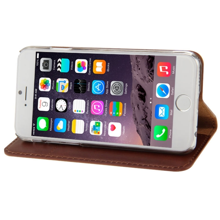 FADDIST Waxed Genuine Cow Flip Leather Case with Holder & Card Slot for iPhone 6 & 6S