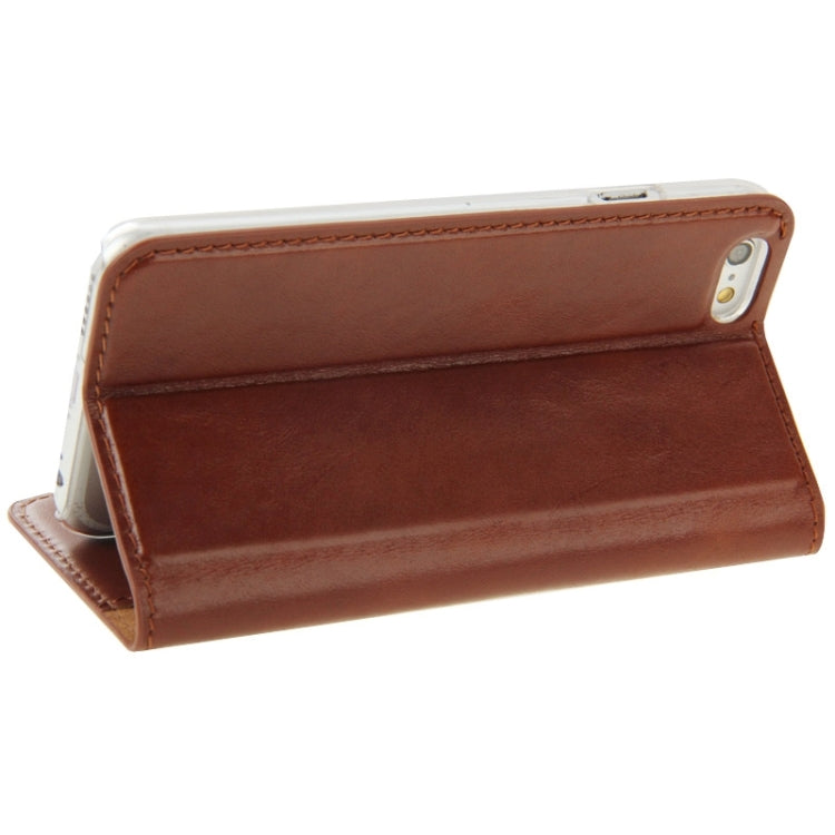 FADDIST Waxed Genuine Cow Flip Leather Case with Holder & Card Slot for iPhone 6 & 6S