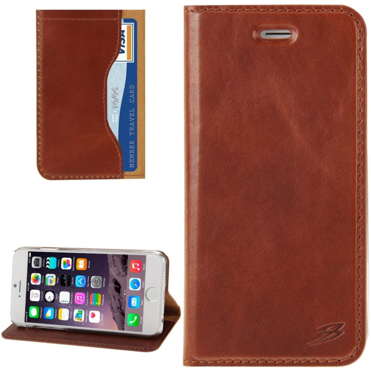 FADDIST Waxed Genuine Cow Flip Leather Case with Holder & Card Slot for iPhone 6 & 6S