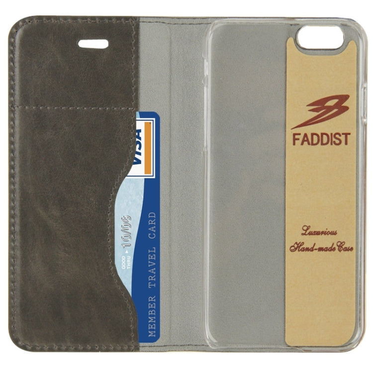 FADDIST Waxed Genuine Cow Flip Leather Case with Holder & Card Slot for iPhone 6 & 6S
