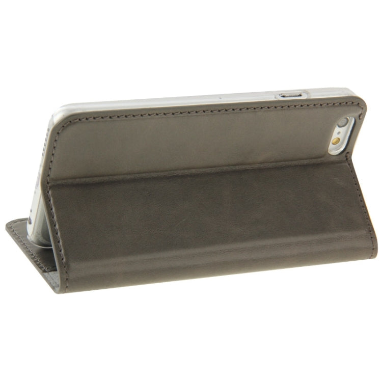 FADDIST Waxed Genuine Cow Flip Leather Case with Holder & Card Slot for iPhone 6 & 6S