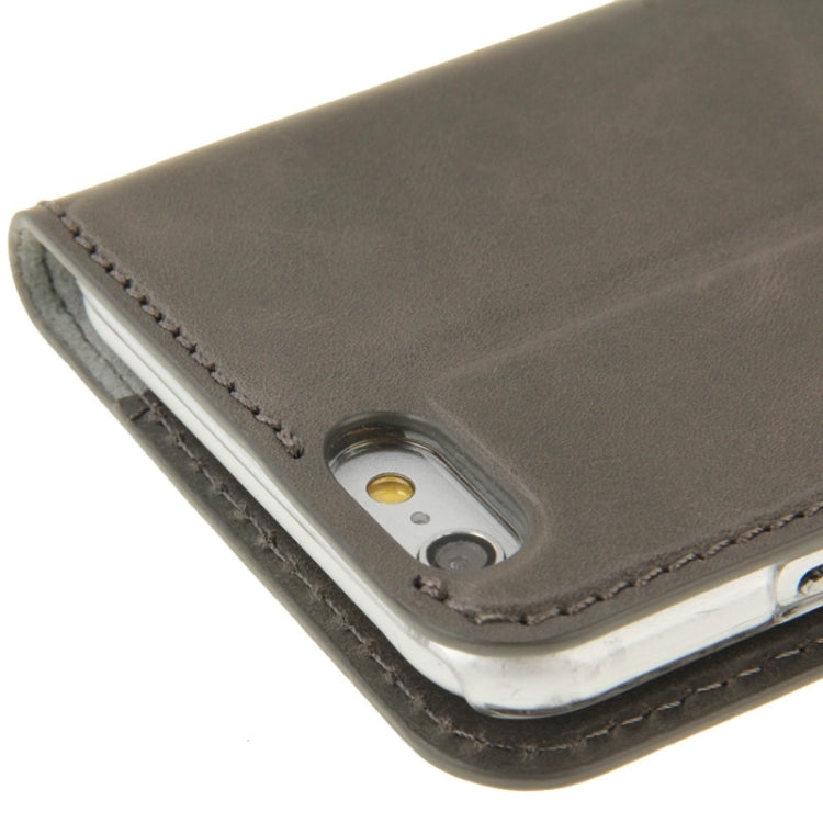 FADDIST Waxed Genuine Cow Flip Leather Case with Holder & Card Slot for iPhone 6 & 6S