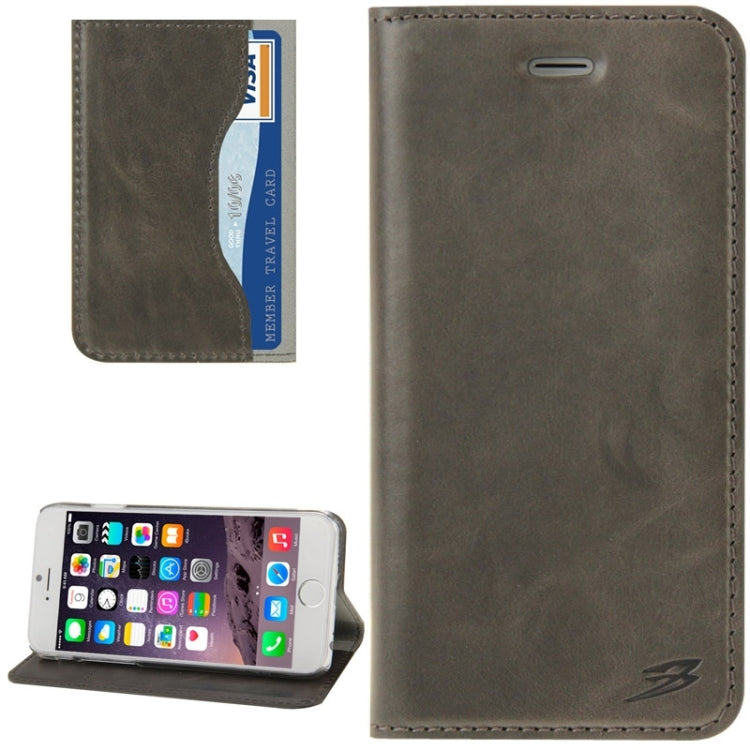 FADDIST Waxed Genuine Cow Flip Leather Case with Holder & Card Slot for iPhone 6 & 6S