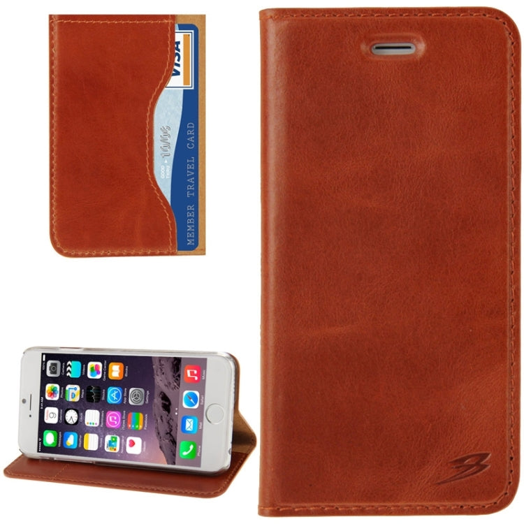 FADDIST Waxed Genuine Cow Flip Leather Case with Holder & Card Slot for iPhone 6 & 6S