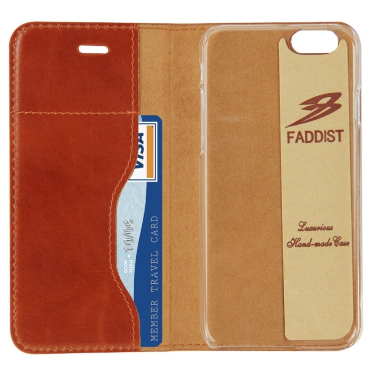 FADDIST Waxed Genuine Cow Flip Leather Case with Holder & Card Slot for iPhone 6 & 6S